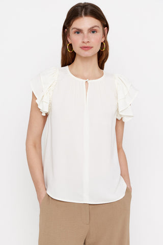 Blusa Cuello Redondo con Volante