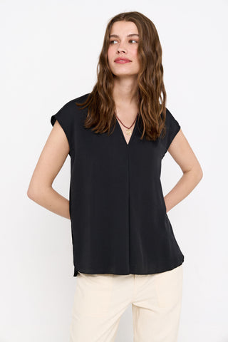 Blusa Manga Corta Cuello Pico