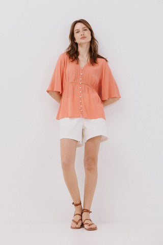 Blusa Manga Corta con Detalle de Volantes