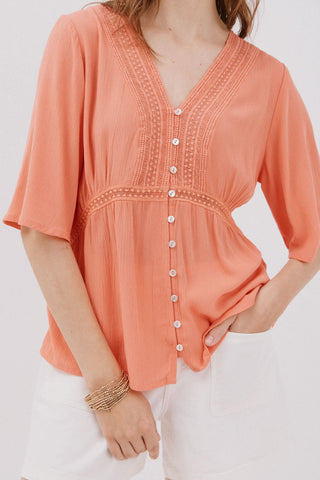 Blusa Manga Corta con Detalle de Volantes