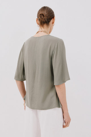 Blusa Manga Corta con Detalle de Volantes