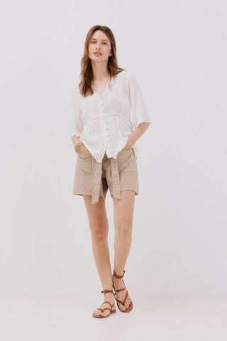 Blusa Manga Corta con Detalle de Volantes