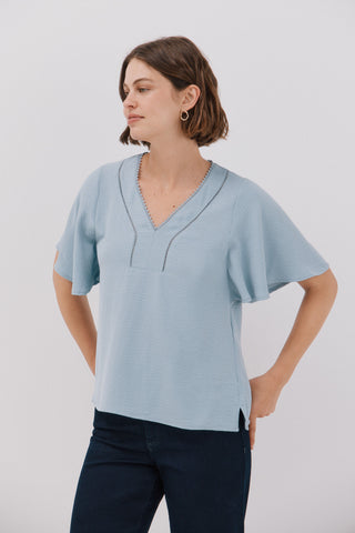 Blusa Manga con Volantes y Encaje.