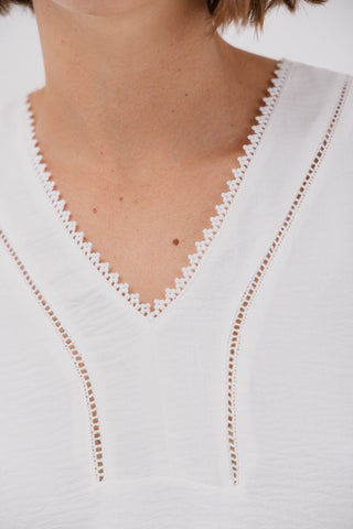 Blusa Manga con Volantes y Encaje.