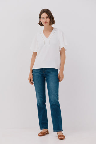 Blusa Manga con Volantes y Encaje.