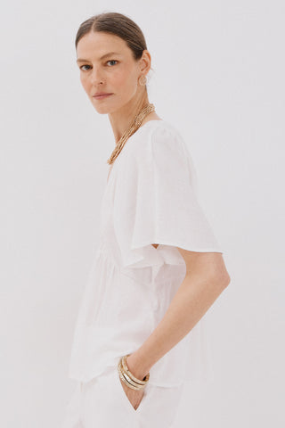 Blusa Manga Corta con Detalle de Encaje.