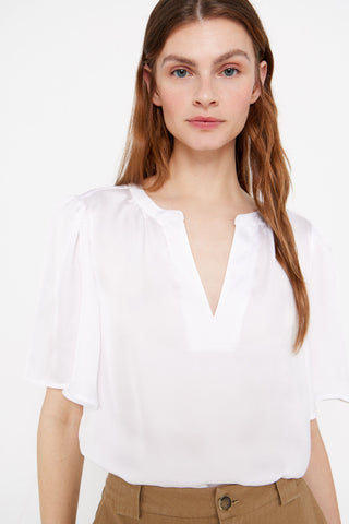 Blusa Cuello Redondo con Escote Pico