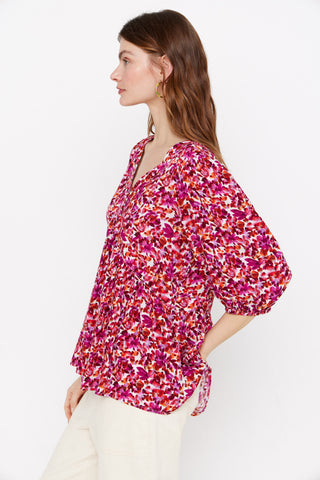 Blusa con Escote en V Estampada