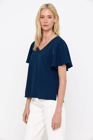 Blusa Escote Pico con Encaje