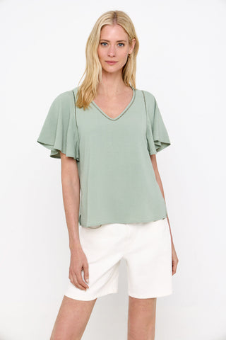 Blusa Escote Pico con Encaje