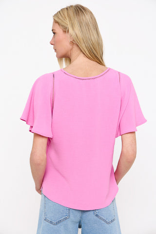 Blusa Escote Pico con Encaje