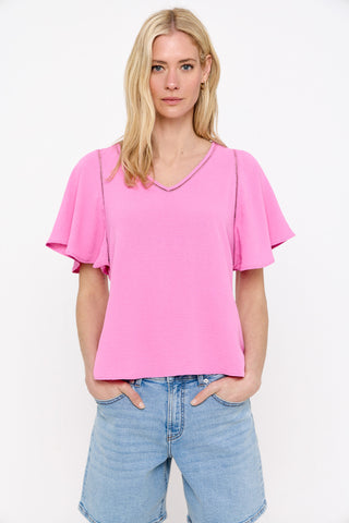 Blusa Escote Pico con Encaje