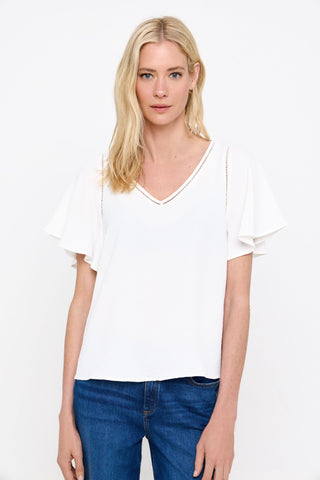 Blusa Escote Pico con Encaje