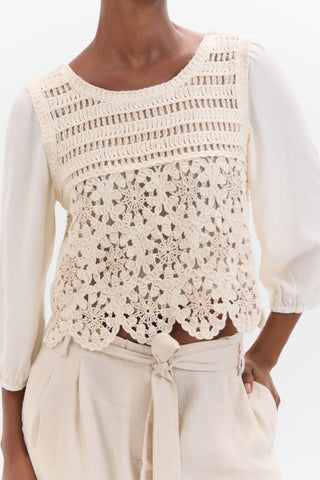 Blusa Combinada con Crochet