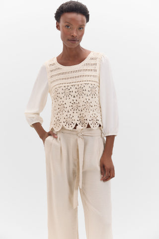 Blusa Combinada con Crochet