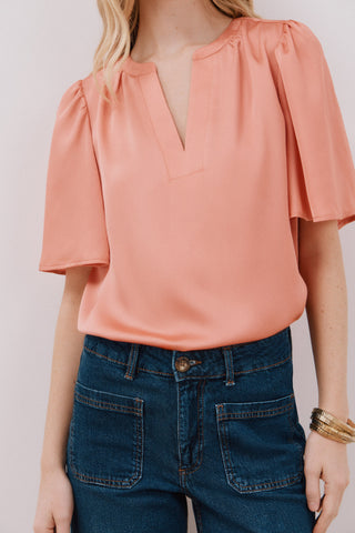 Blusa Manga Corta con Vuelo