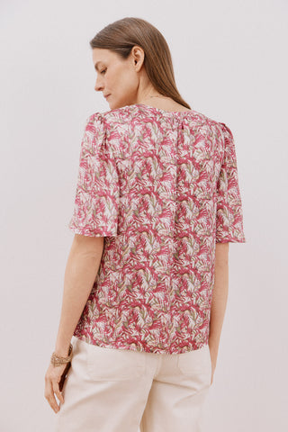 Blusa Manga Corta con Vuelo