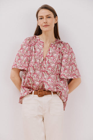 Blusa Manga Corta con Vuelo