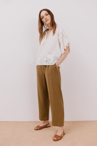 Blusa Manga Corta con Detalles Bordados
