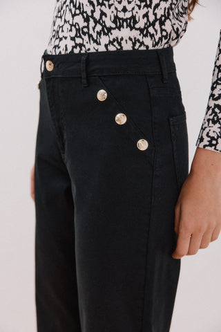 Jeans Talle Alto con Detalle Botones