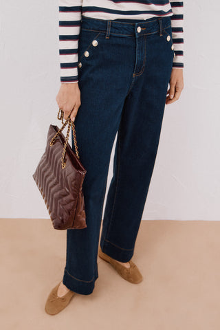 Jeans Talle Alto con Detalle Botones