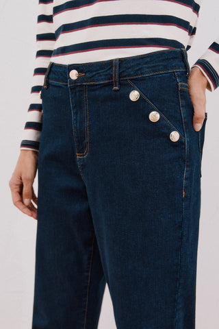 Jeans Talle Alto con Detalle Botones