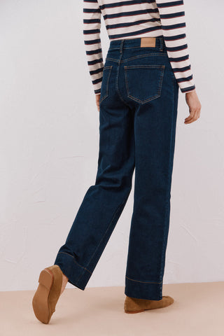 Jeans Talle Alto con Detalle Botones