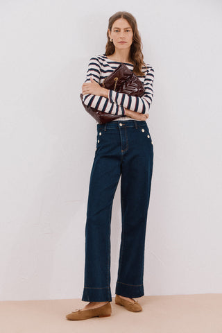 Jeans Talle Alto con Detalle Botones