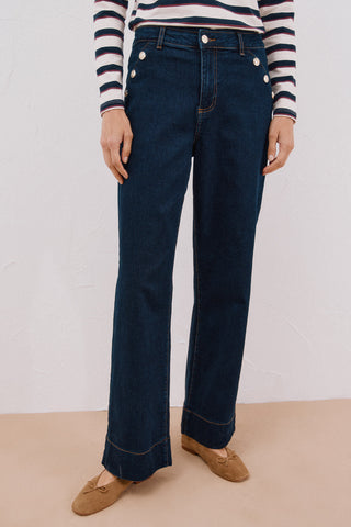 Jeans Talle Alto con Detalle Botones