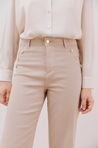 Jeans Talle Alto con Detalle Botones