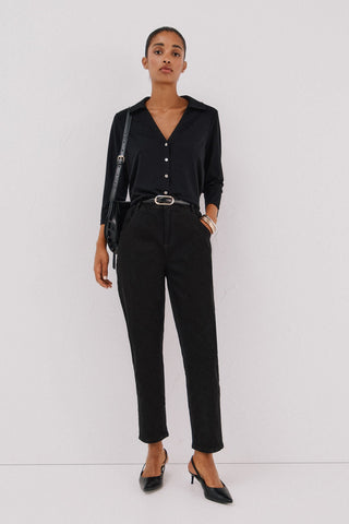 Jeans Rectos Talle Alto con Bolsillos