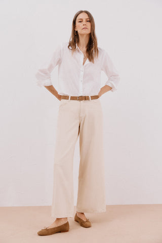 Jeans Ancho Talle Alto con Bolsillos