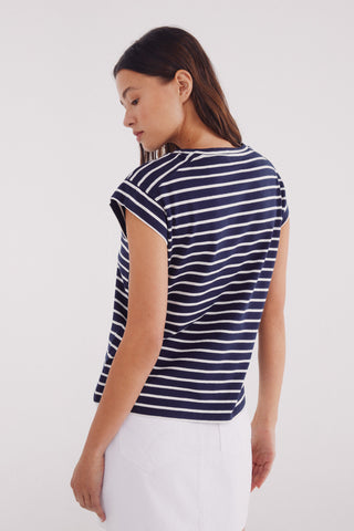 Camiseta Manga Corta Estampado de Rayas