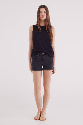 Camiseta sin Mangas con Detalle de Crochet