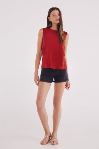 Camiseta sin Mangas con Detalle de Crochet