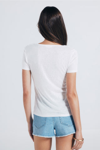 Camiseta Manga Corta con Detalle Crochet
