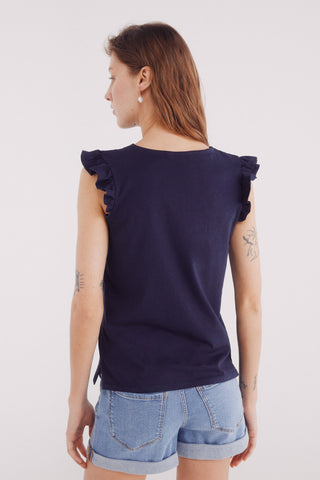 Camiseta Bordada con Volantes