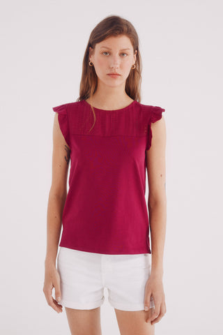 Camiseta Bordada con Volantes
