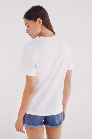 Camiseta Manga Corta con Detalle Perlas