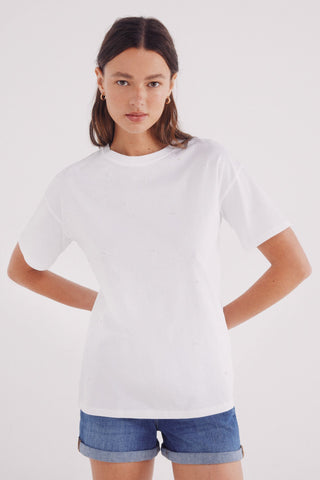 Camiseta Manga Corta con Detalle Perlas