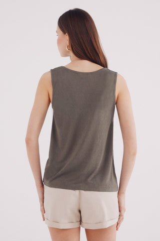 Camiseta sin Mangas con Detalle Crochet