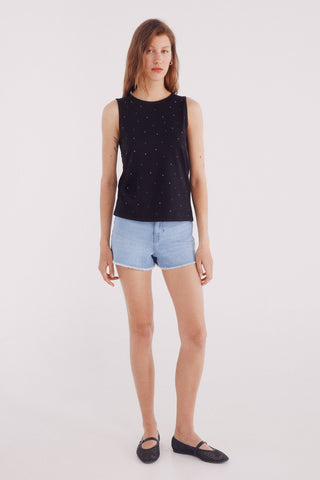 Camiseta sin Mangas con Detalle de Tachuelas
