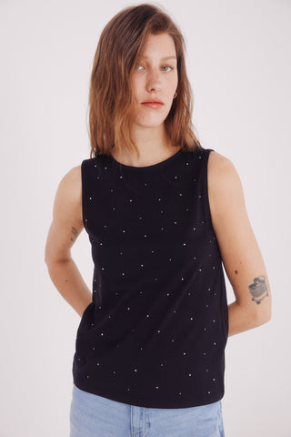 Camiseta sin Mangas con Detalle de Tachuelas