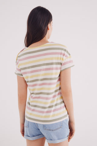 Camiseta Manga Corta Estampado de Rayas