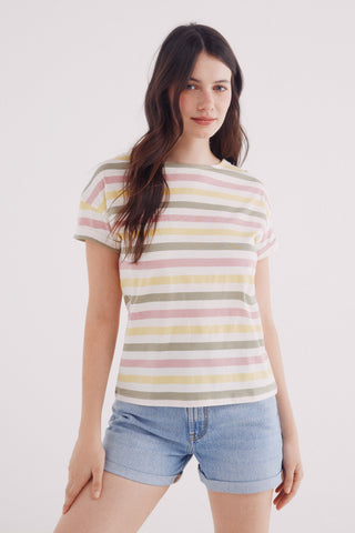 Camiseta Manga Corta Estampado de Rayas