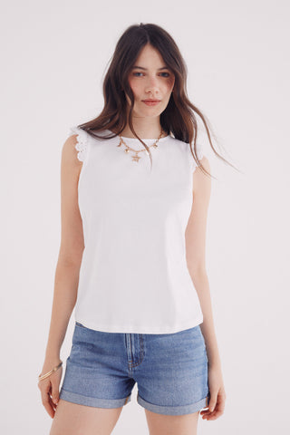 Camiseta con Volantes de Crochet