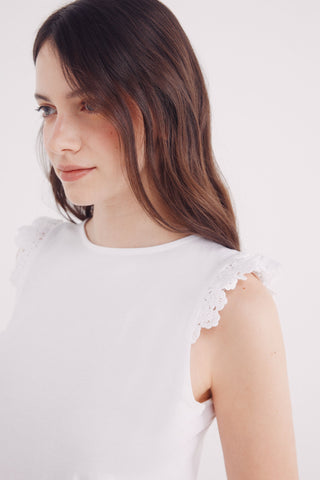 Camiseta con Volantes de Crochet