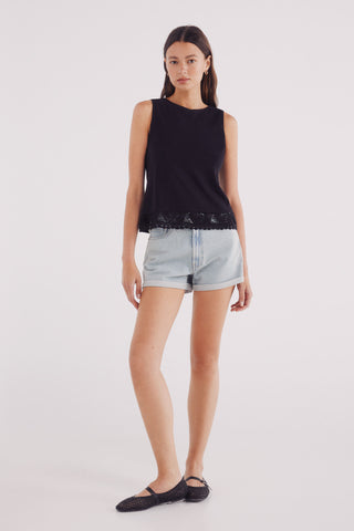 Camiseta sin Mangas con Detalle Encaje