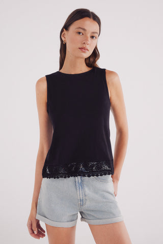 Camiseta sin Mangas con Detalle Encaje