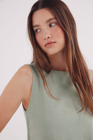 Camiseta sin Mangas con Detalle Encaje
